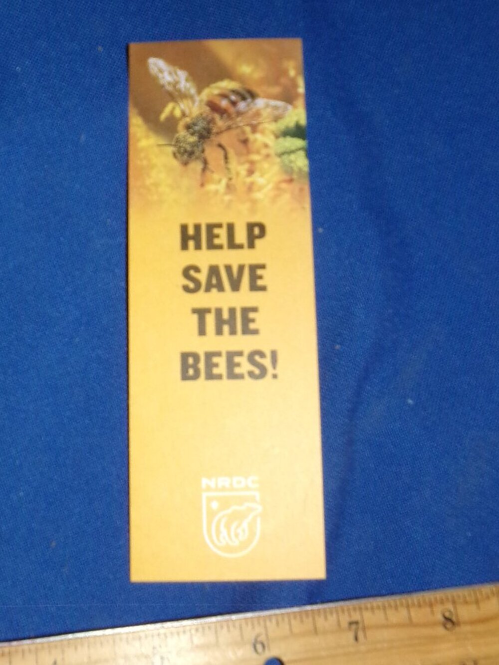 Vintage Help Save The Bees Yellow Paper Bookmark - We Need Bees!